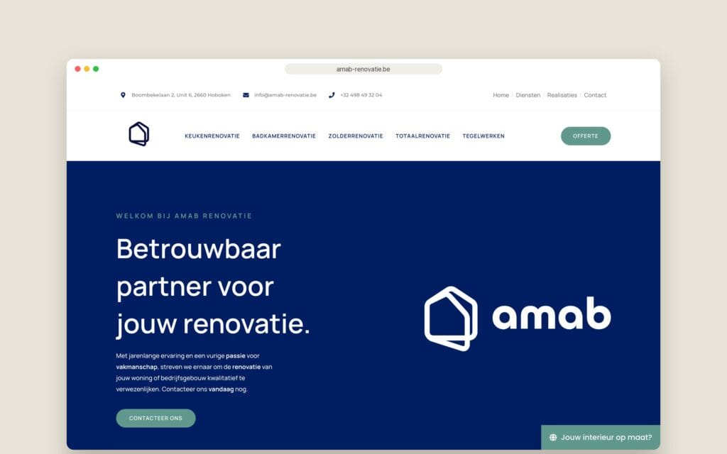 Website AMAB Renovatie — homepage