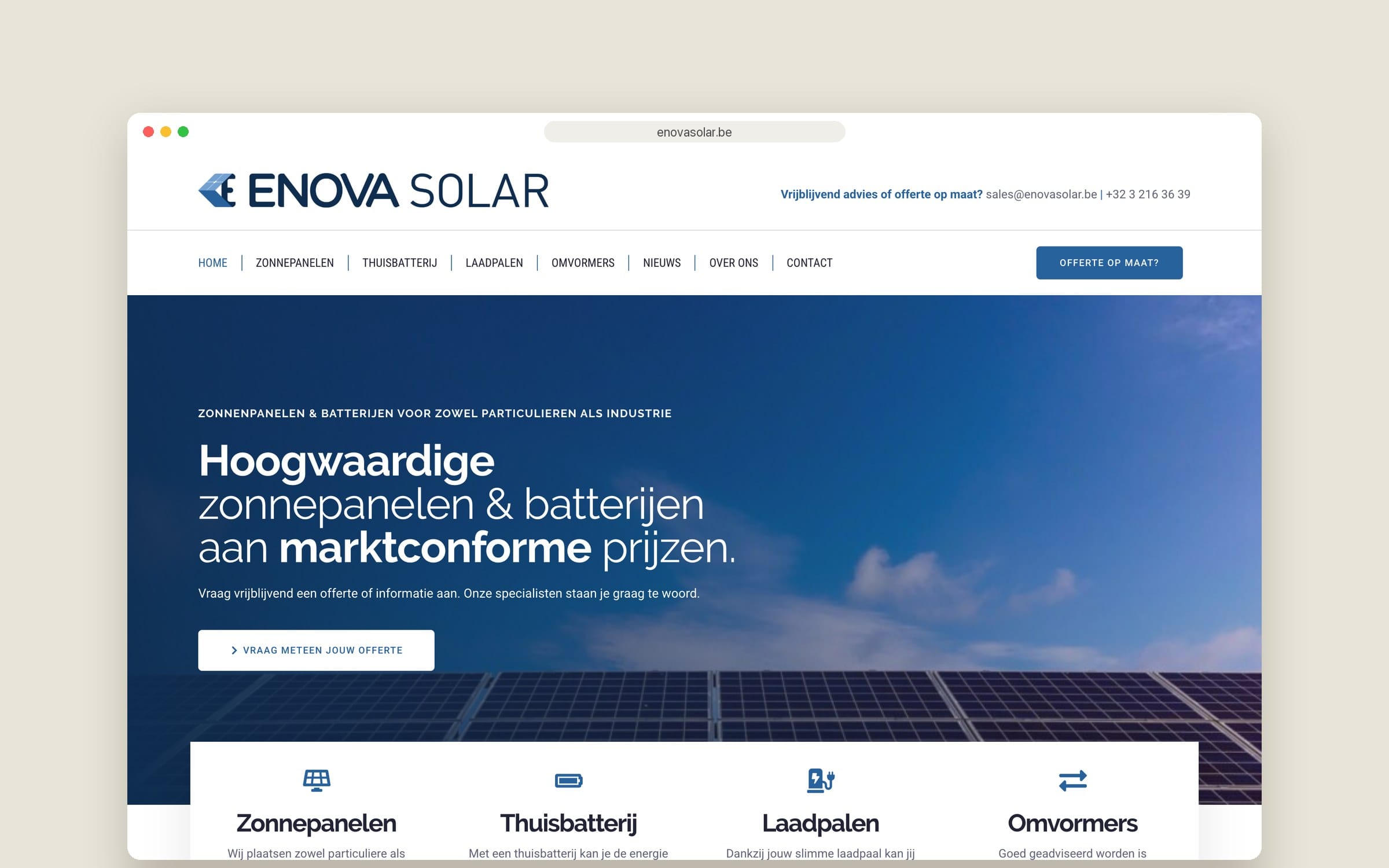 Website Enova Solar — homepage