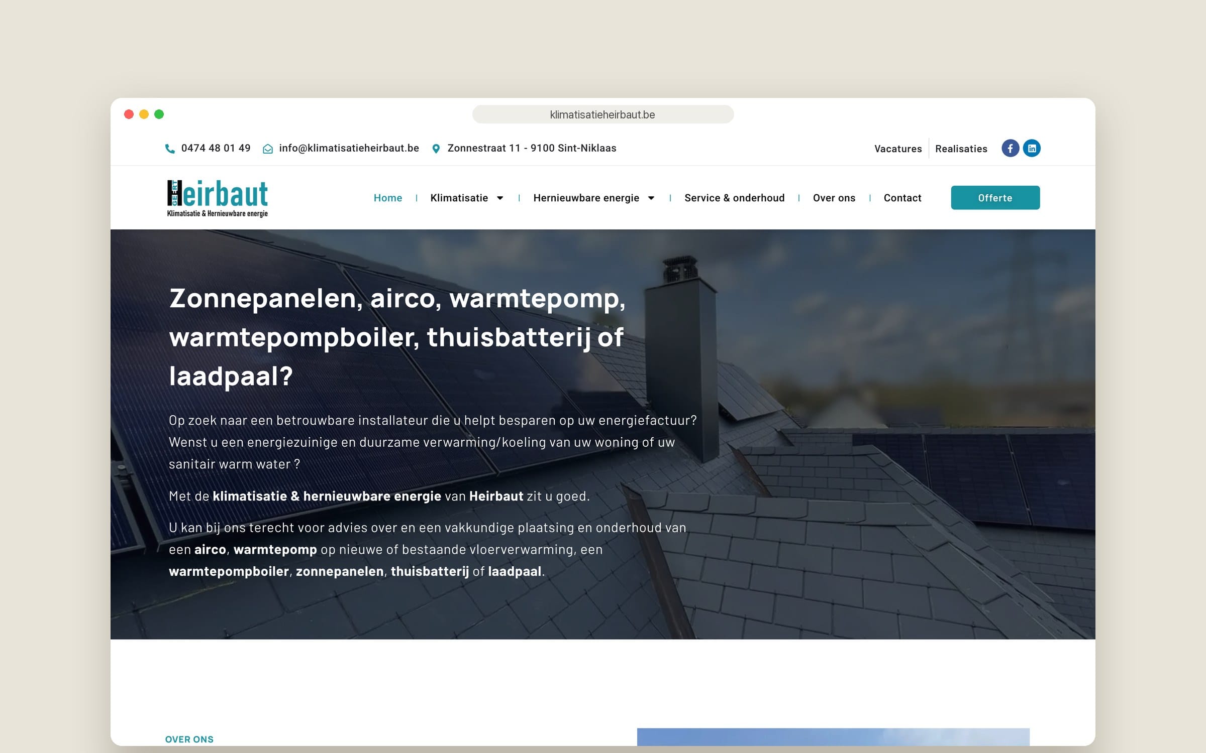 Website Klimatisatie Heirbaut — homepage