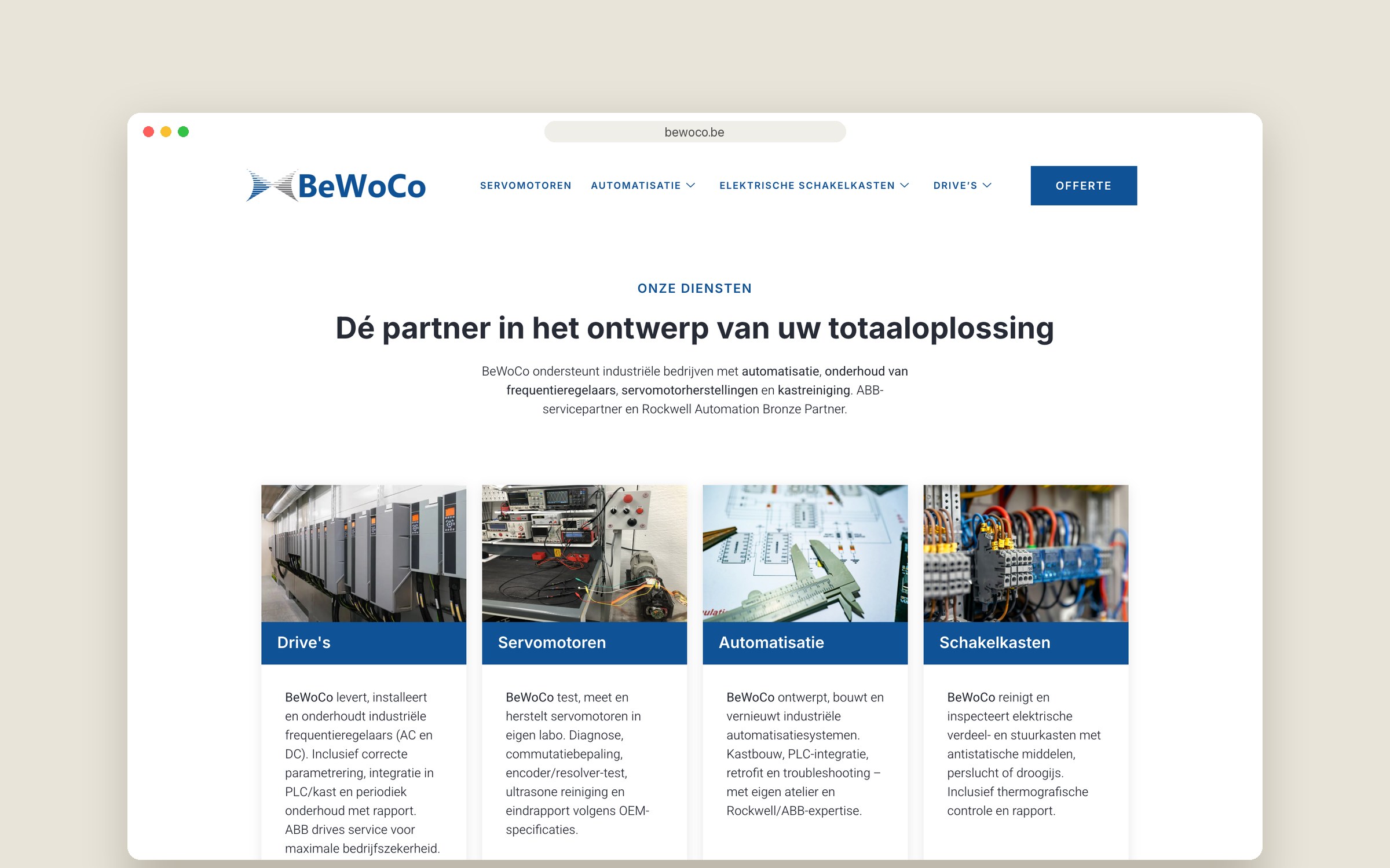 Website BeWoCo — diensten