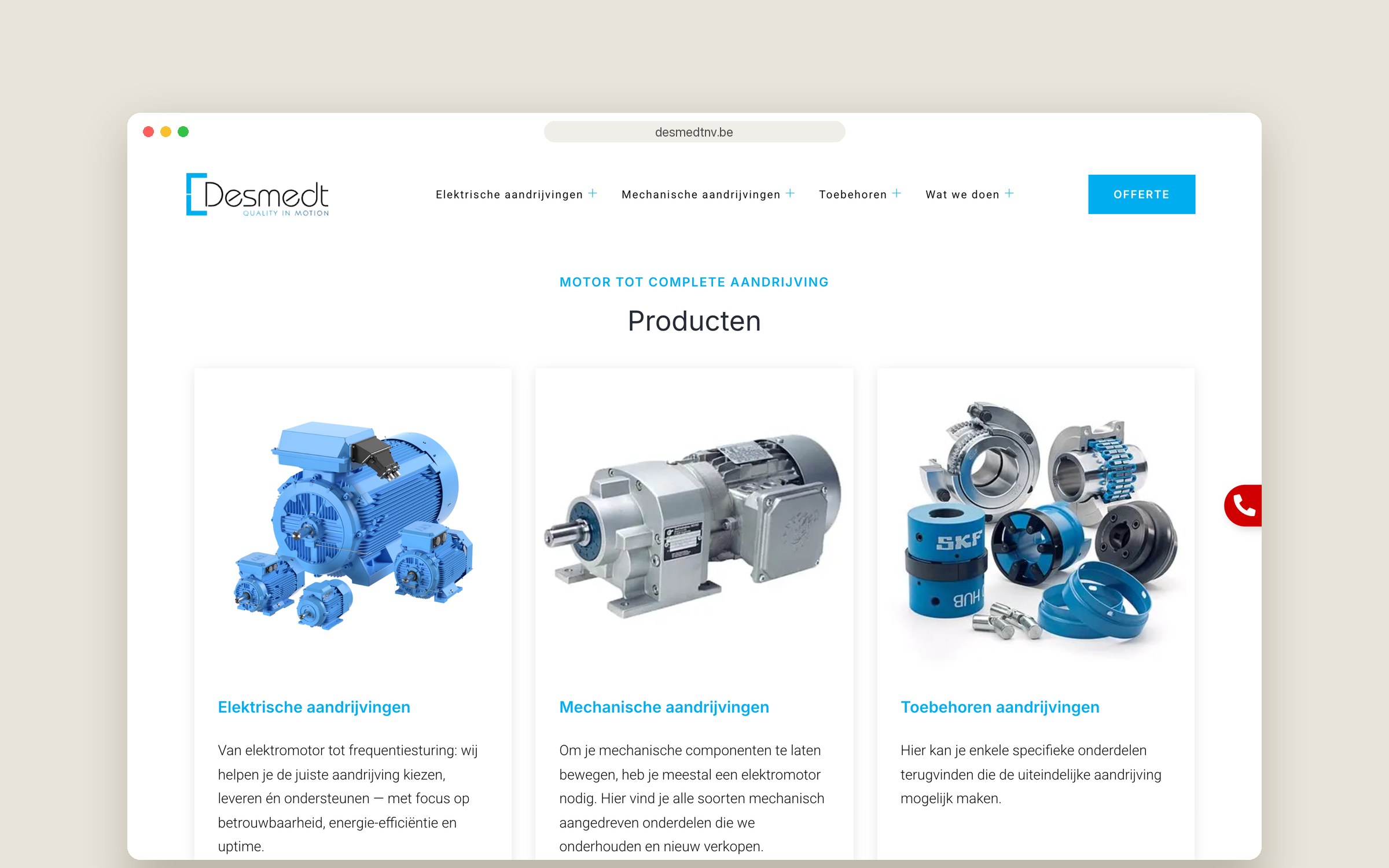 Website Desmedt — producten