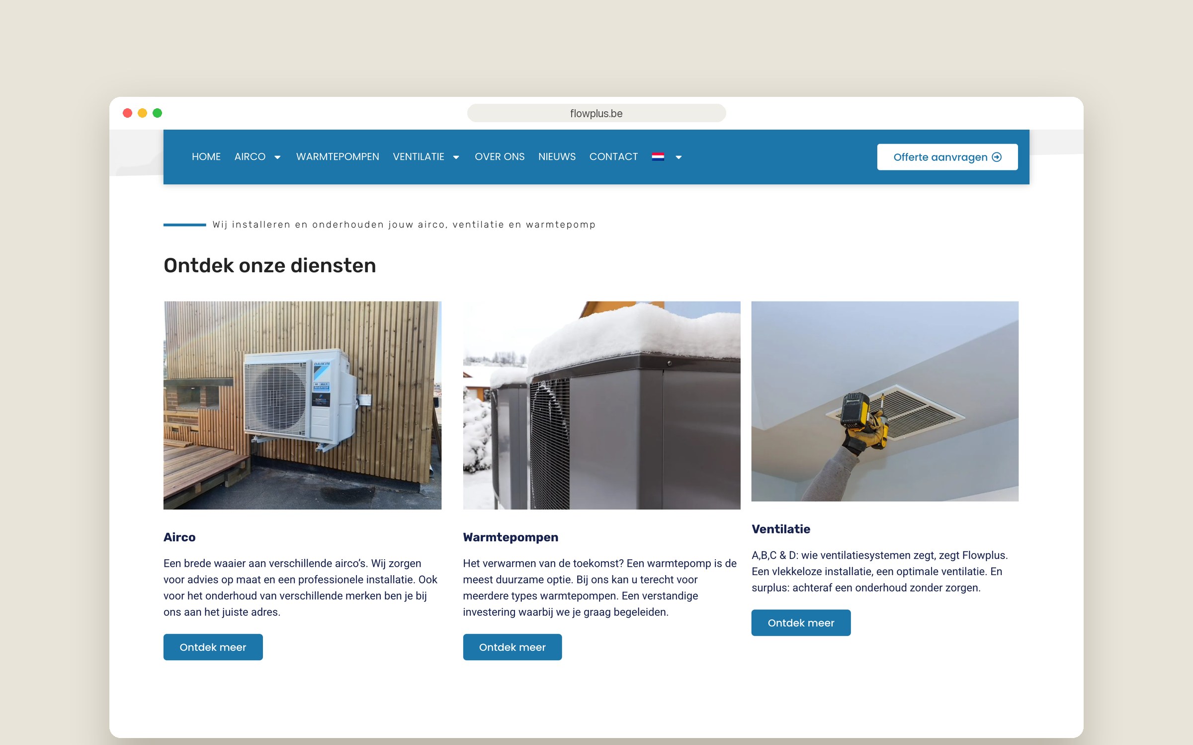 Website Flowplus — diensten