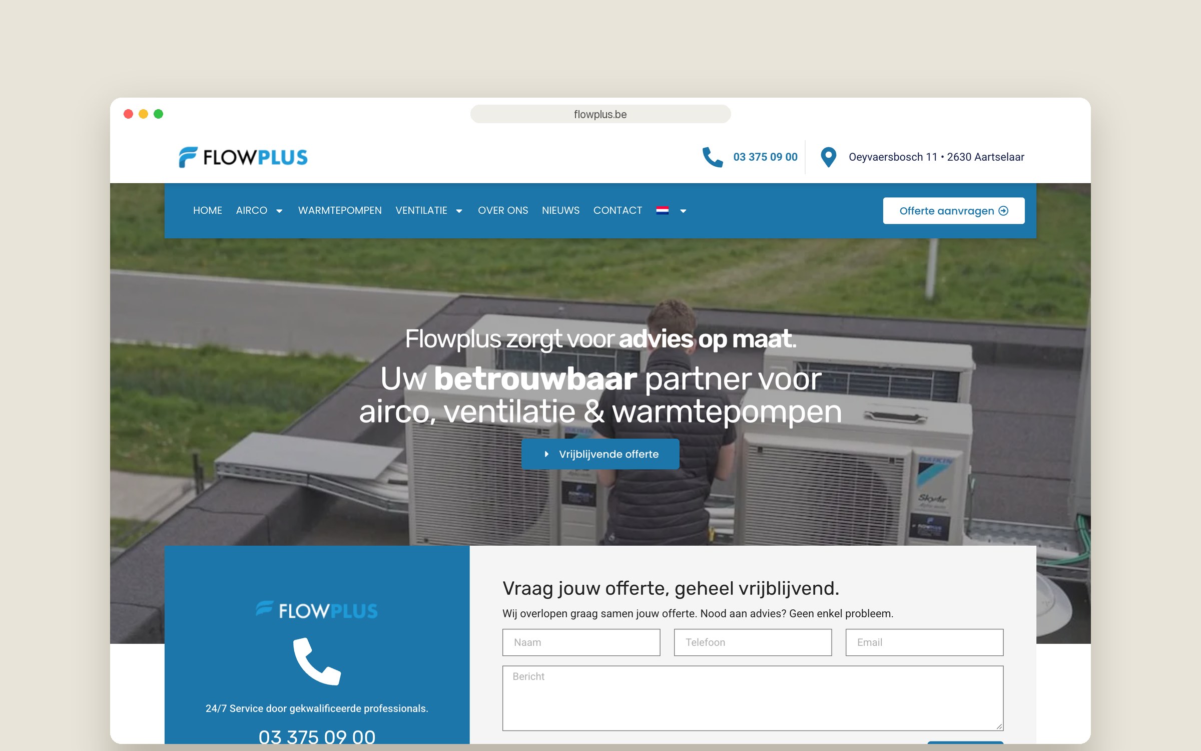 Website Flowplus — homepage