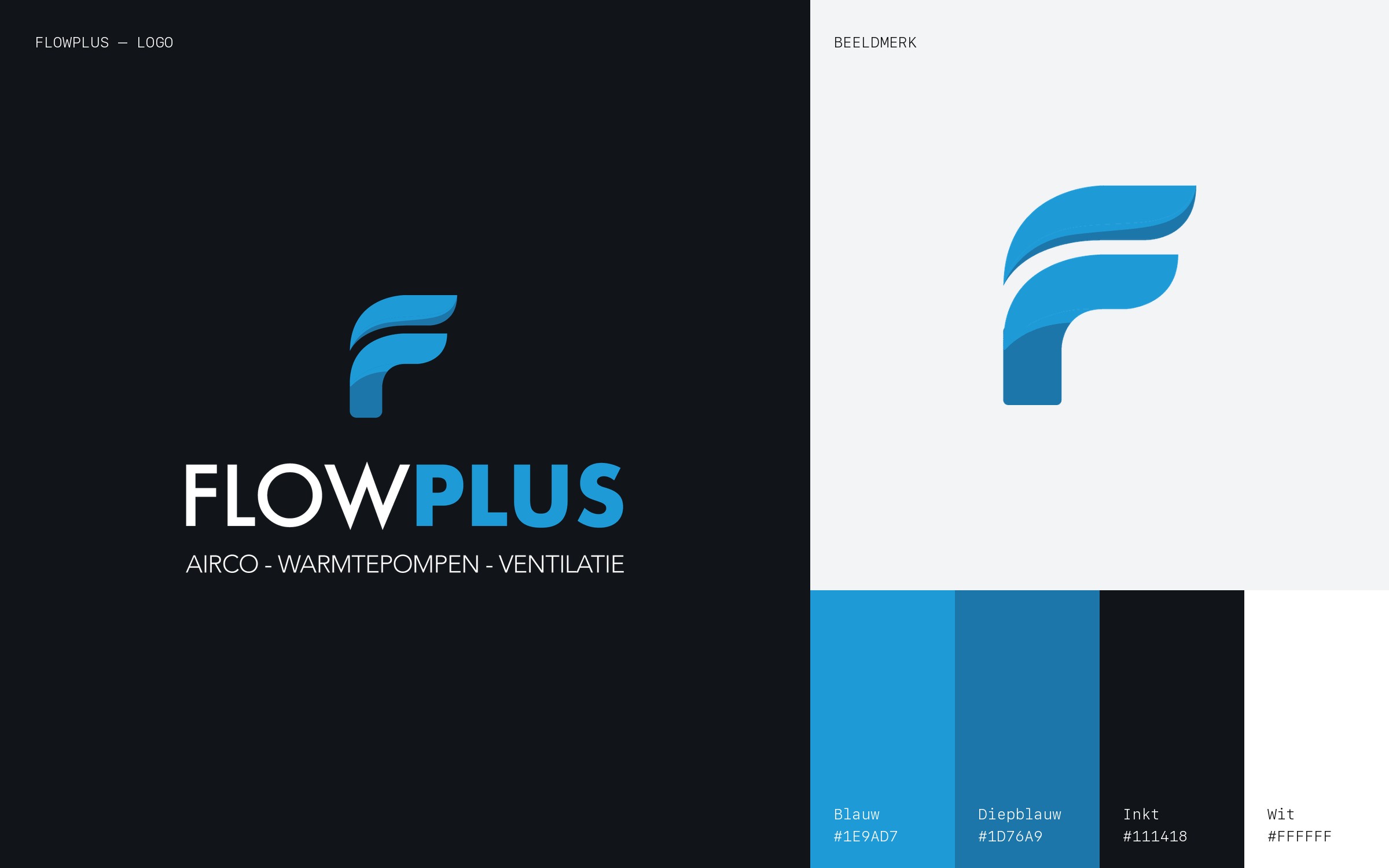 Logo Flowplus — beeldmerk en kleurenpalet