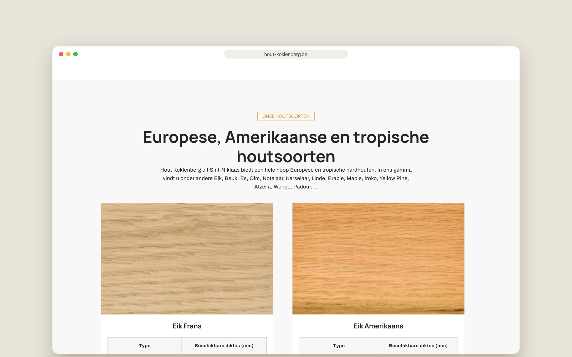 Website Hout Koklenberg — houtsoorten