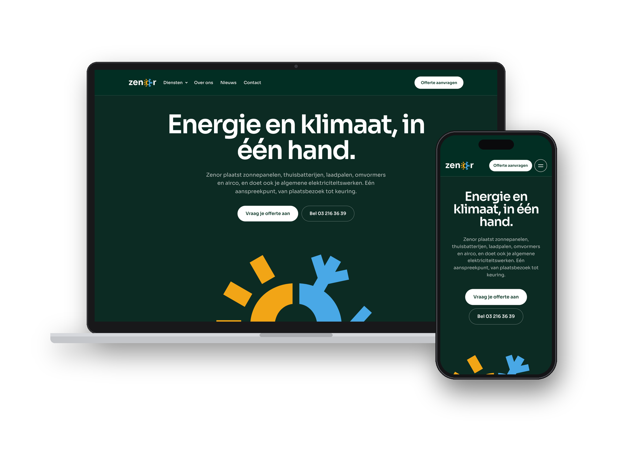 Website Zenor op laptop en smartphone