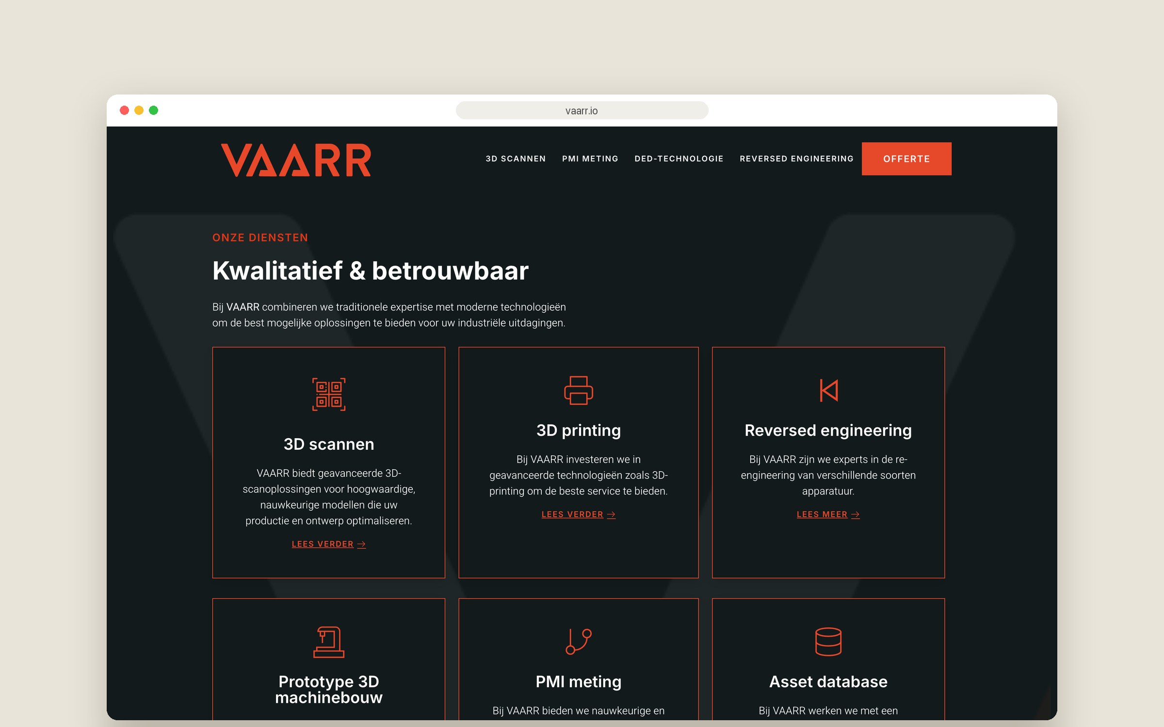 Website VAARR — diensten