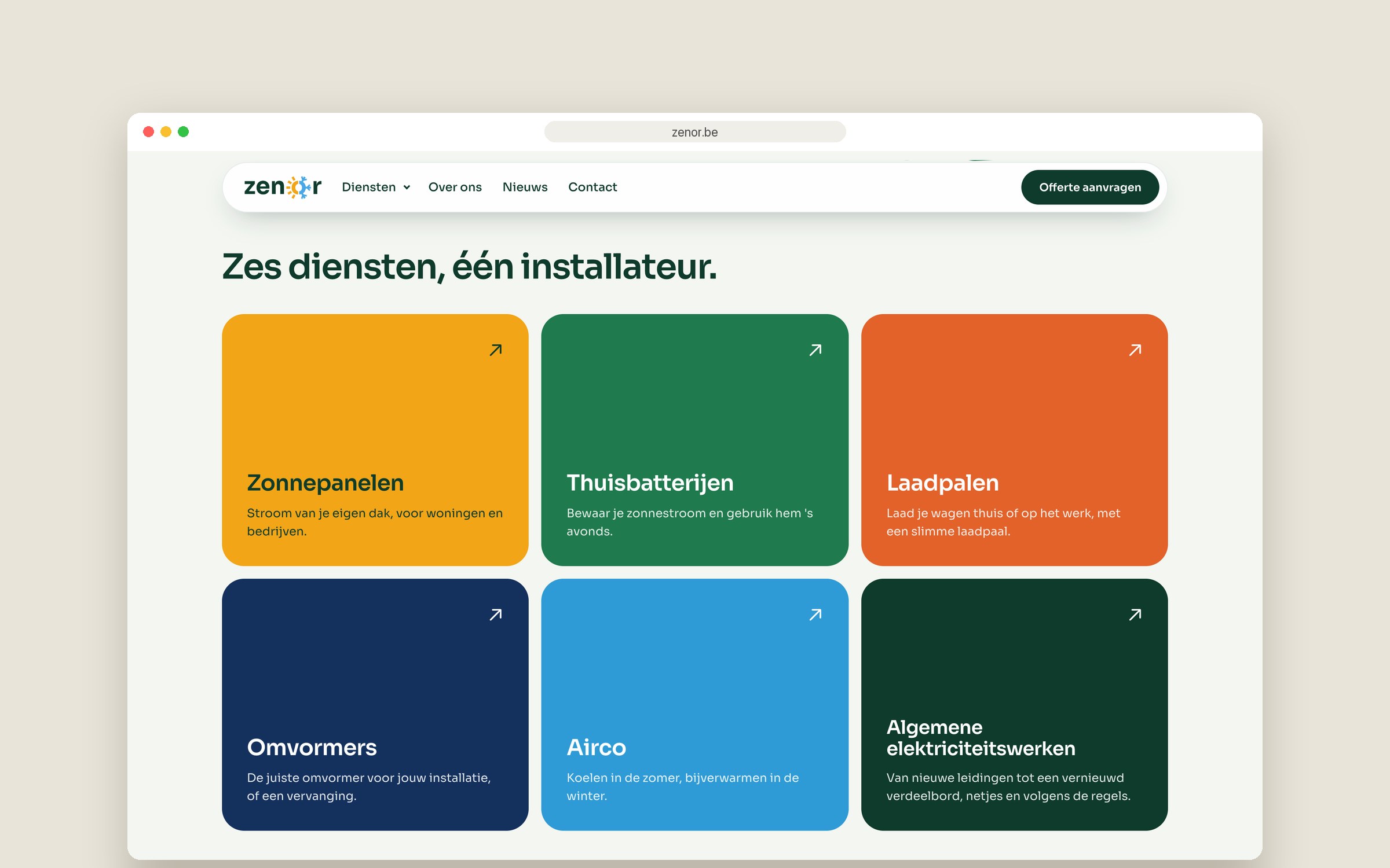 Website Zenor — zes diensten