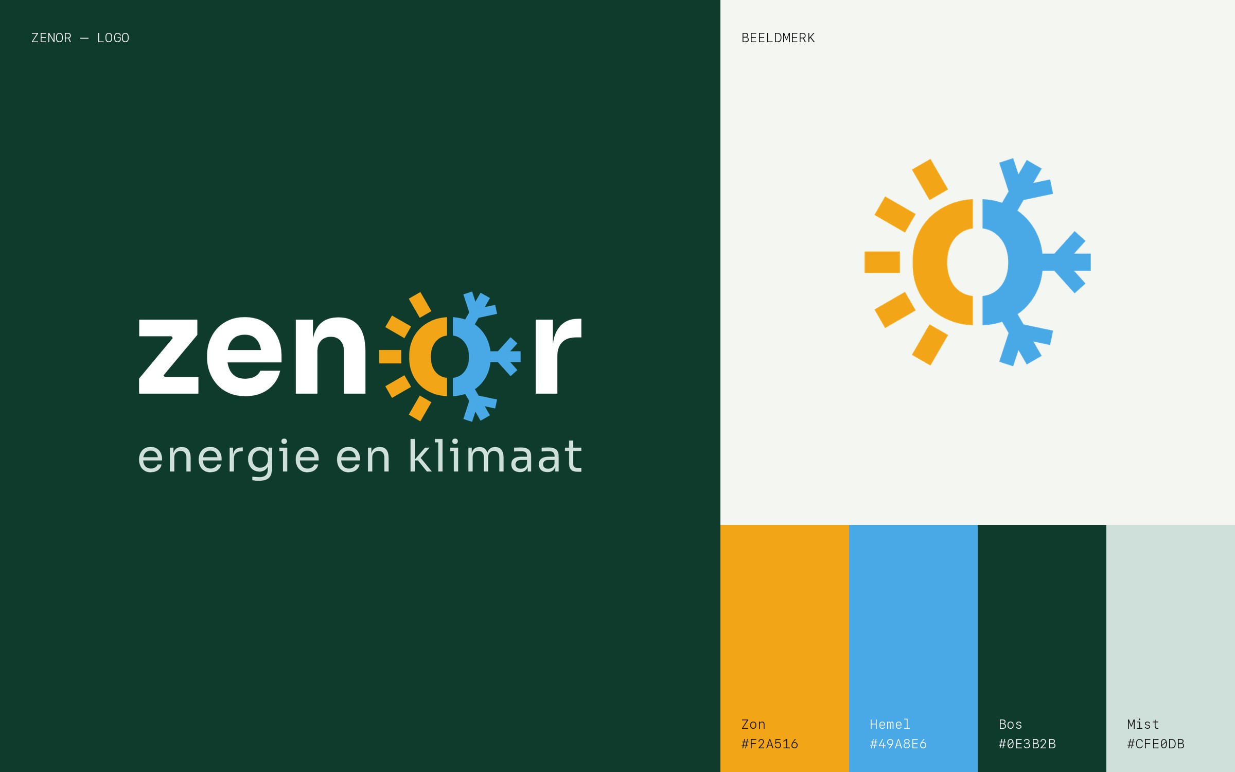 Logo Zenor — beeldmerk en kleurenpalet